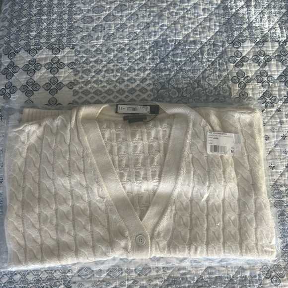 Alice + Olivia Bradford Cable Knit Grandpa Cardigan Ecru - Picture 4 of 12